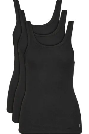 Calvin Klein Tops, Dames, Zwart, S, Katoen, Geribbeld Hemd Pakket - Zwart