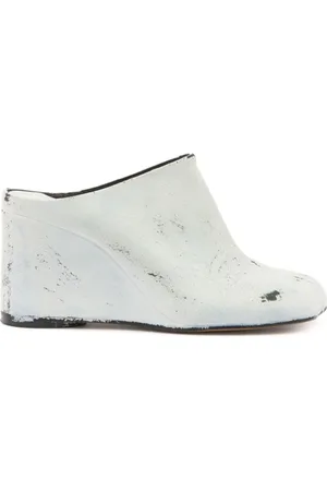 Maison Margiela Schoenen, Dames, Wit, 40 EU, Witte Leren Sleehak Sandalen
