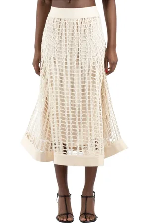 Jil Sander Rokken, Dames, Wit, S, Polyester, Eierschaal Linnen Polyester Rok