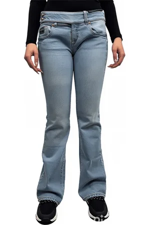 VERSACE Jeans, Dames, Blauw, W30, Katoen, Dames Jeans met Achterlogo Rits