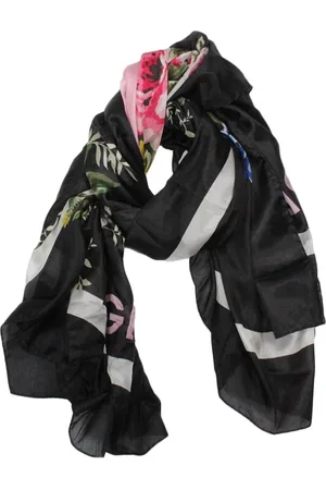Blugirl Accessoires, Dames, Zwart, ONE Size, Zijden sjaal met voorlogo print