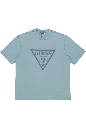 Guess Tops, Heren, Blauw, M, Katoen, Vintage Triangle Tee Aquatic Ocean Multi