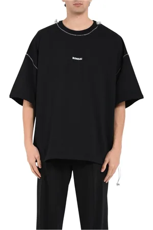 BONSAI Tops, Heren, Zwart, XS, Katoen, Katoenen T-shirt met bedrukt logo
