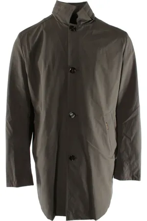 MOORER Jassen, Heren, Grijs, M, Polyester, Grijze Jas met Knoopsluiting