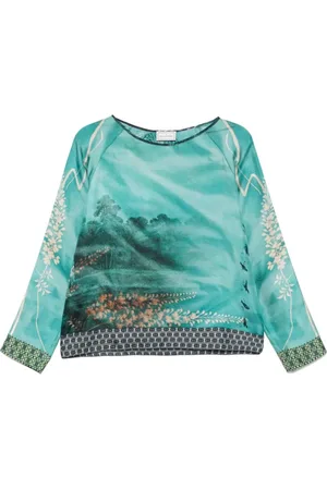PIERRE-LOUIS MASCIA Blouses & Shirts, Dames, Veelkleurig, M, Grafische Print Ronde Hals Lange Mouwen Shirt