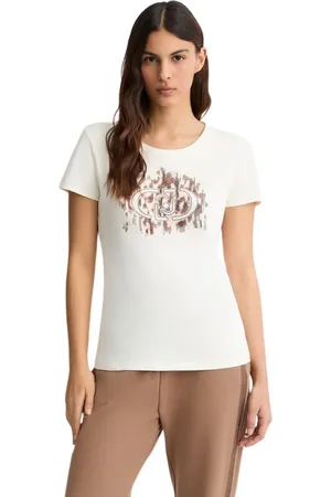 Liu Jo Tops, Dames, Wit, S, Katoen, Dierenprint katoenen T-shirt