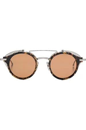 Thom Browne Accessoires, unisex, Bruin, ONE Size, Klassieke ronde zonnebril