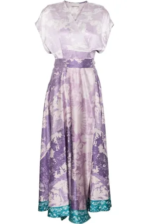 PIERRE-LOUIS MASCIA Kleedjes, Dames, Veelkleurig, S, Bloemenprint Zijde Blend Wrap Jurk