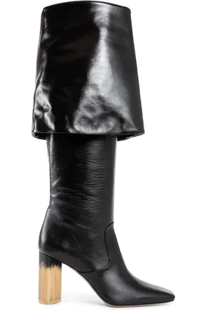 Chloé Schoenen, Dames, Zwart, 39 EU, Leer, Zwarte kalfsleren over-de-knie laarzen