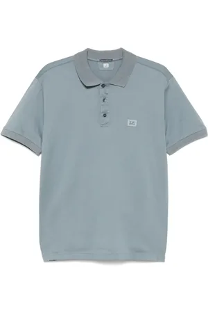 C.P. Company Tops, Heren, Blauw, XL, Katoen, Logo Patch Polo Shirt
