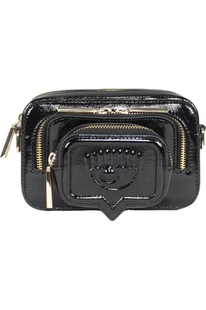 Chiara Ferragni Tassen, Dames, Zwart, ONE Size, Leer, Schoudertas van imitatieleer met logo
