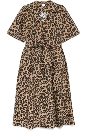Aspesi Kleedjes, Dames, Veelkleurig, 2Xs, Animalier Bruine Korte Jurk