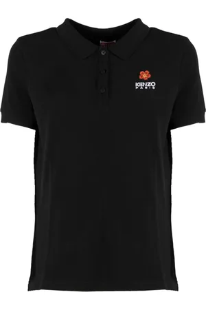 Kenzo Tops, Dames, Zwart, L, Katoen, Zwarte Crest Logo Polo Shirt