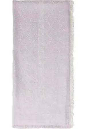Twin-Set Accessoires, Dames, Paars, ONE Size, Polyester, Gebloemd acryl sjaal met rafelranden