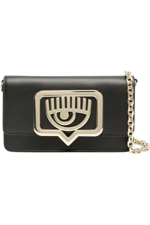 Chiara Ferragni Tassen, Dames, Zwart, ONE Size, Eco-leren Schoudertas met Logo