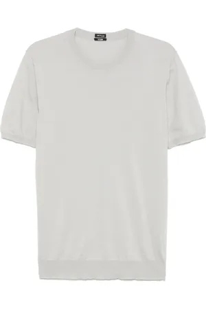 Kiton Tops, Heren, Grijs, M, Katoen, Korte mouw katoenen tops