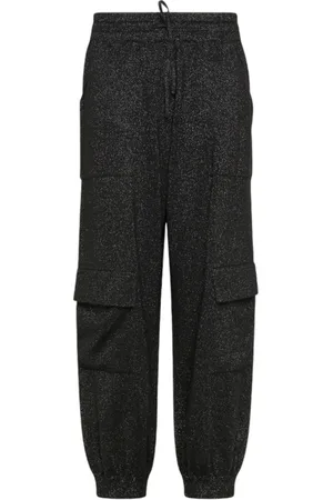 sun68 Broeken, Dames, Zwart, L, Katoen, Cargo Lurex katoenen broek voor vrouwen