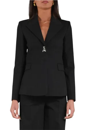 Patrizia Pepe Jassen, Dames, Zwart, S, Polyester, Slim Fit Enkellange Jas in Stof