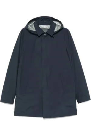 HERNO Jassen, Heren, Blauw, XL, Nylon, Blauwe Gore-Tex Jas met Afneembare Capuchon
