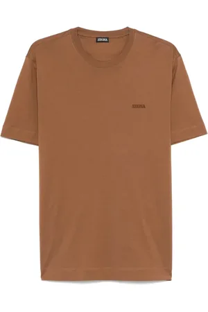 Ermenegildo Zegna Tops, Heren, Bruin, M, Katoen, Katoenen T-shirt in Italië
