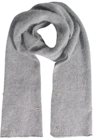 Twin-Set Accessoires, Dames, Grijs, ONE Size, Nylon, Gestippelde Nylon Sjaal met Gestikte Randen