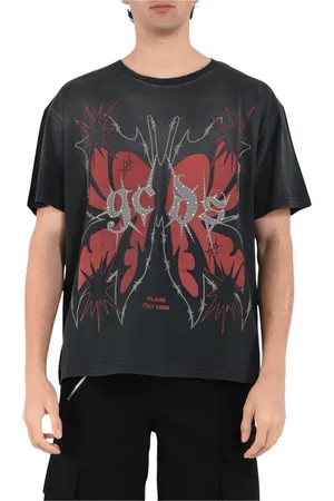 GCDS Tops, Heren, Zwart, M, Katoen, Studded Print Oversized T-shirt