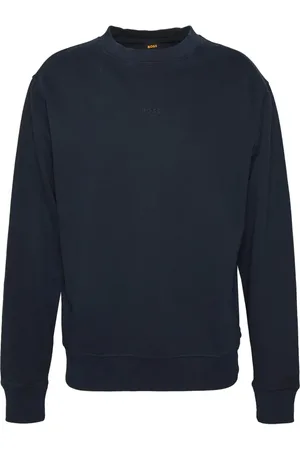 HUGO BOSS Sweatshirts & Hoodies, Heren, Blauw, 2Xl, Katoen, Katoenen crewneck sweatshirt met logo