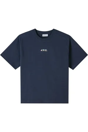 A.P.C. Tops, Heren, Blauw, M, Katoen, Navy Logo T-Shirt Wind Style