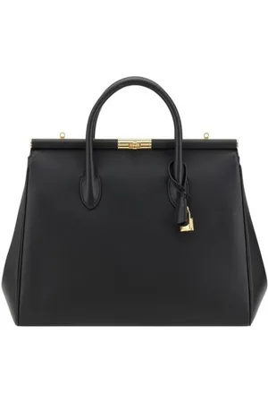 Dolce & Gabbana Tassen, Dames, Zwart, ONE Size, Leer, Elegante Leren Doctor Bag Style Handtas