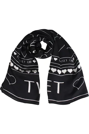 Twin-Set Accessoires, Dames, Zwart, ONE Size, Gestreepte Modal Sjaal