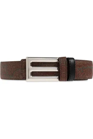 Etro Accessoires, Heren, Zwart, 95 CM, Leer, Italiaanse Leren Riem Canvas Designers Code