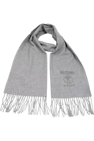 Moschino Accessoires, Heren, Grijs, ONE Size, Wol, Wollen sjaal met rafelranden