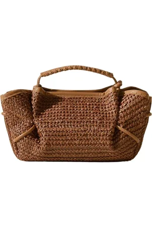 Hereu Tassen, Dames, Bruin, ONE Size, Leer, Mini Raffia Tas