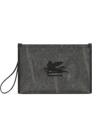 Etro Tassen, Heren, Grijs, ONE Size, Leren Clutch Tas Gemaakt in Italië