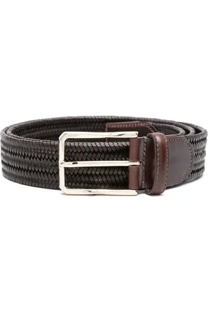 CANALI Accessoires, Heren, Bruin, 95 CM, Leer, Italiaanse Leren Gevlochten Riem