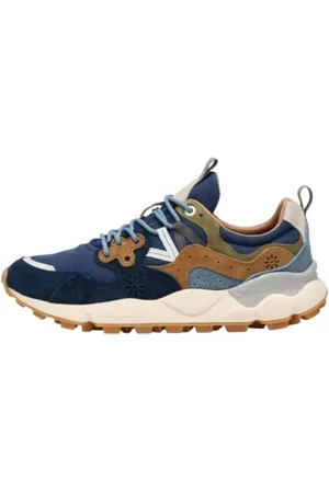 Flower Mountain Schoenen, Heren, Blauw, 45 EU, Leer, Multicolor Canvas Sneakers