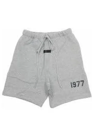 FEAR OF GOD Korte broeken, Heren, Grijs, S, Donker Haver Essentials Shorts 1977