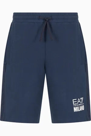 EA7 Korte broeken, Heren, Blauw, M, Katoen, Mesh Inzet Logo Shorts