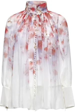 ZIMMERMANN Blouses & Shirts, Dames, Veelkleurig, M, Bloemen zijden blouse