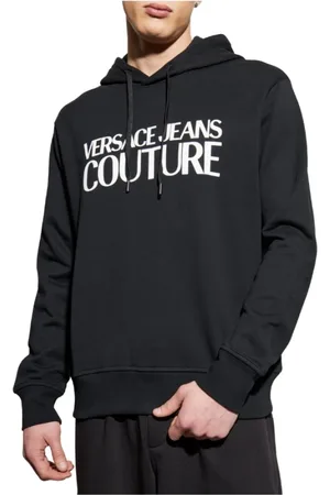 VERSACE Sweatshirts & Hoodies, Heren, Zwart, M, Katoen, Elegante Hoodie 78Gaie 05 Cf 00E