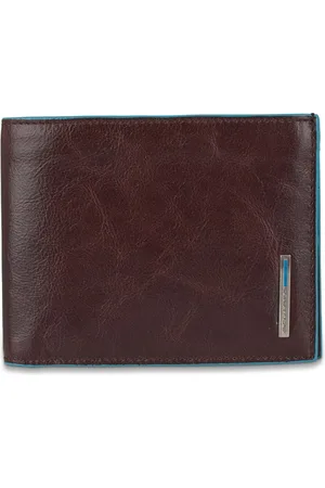 Piquadro Accessoires, Heren, Bruin, ONE Size, Blauwe Vierkante Portemonnee met Kaarthouder