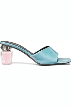 VERSACE Schoenen, Dames, Blauw, 37 EU, Blauwe Instap Gebeeldhouwde Hak Schoenen