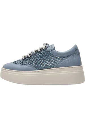 Emanuélle vee Schoenen, Dames, Blauw, 38 EU, Leer, Strass veterschoenen van leer en stof