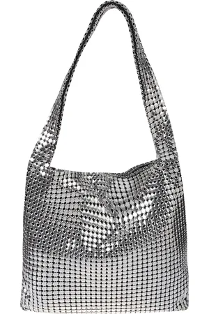 Paco rabanne Tassen, Dames, Grijs, ONE Size, Stijlvolle Pixel Hobo Tas