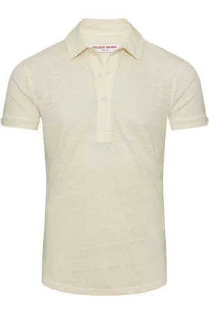 Orlebar Brown Tops, Heren, , L, Linnen, Linnen Polo Shirt met 3 Knopen