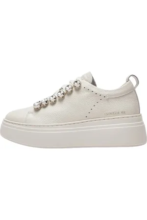 Emanuélle vee Schoenen, Dames, , 38 EU, Leer, Strass Veterschoenen van Leer Ivoor