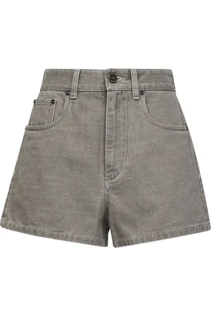 Fendi Korte broeken, Dames, Grijs, S, Katoen, Grijze Flared Shorts met Logodetail