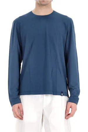 DRUMOHR Tops, Heren, Blauw, S, Katoen, Katoenen Ice T-shirt met lange mouwen