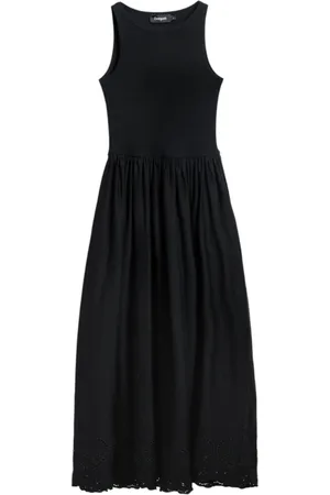 Desigual Kleedjes, Dames, Zwart, M, Katoen, Elegante Vest_Dijon Korte Jurk
