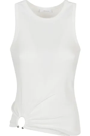 Paco rabanne Tops, Dames, Wit, S, Stijlvolle Mouwloze Tanktop